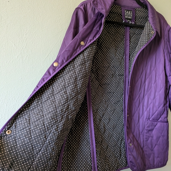Saks Fifth Avenue Purple Quilted Coat Size L - Picture 4 of 6